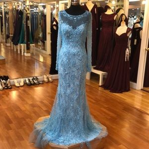 Women’s formal dress, powder blue with sequins